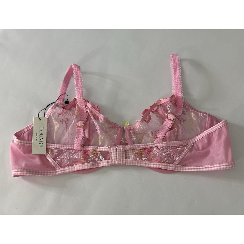 Lounge Nelly Bra Pink Floral Embroidered Mesh Underwire 40D NWT - Picture 2 of 6